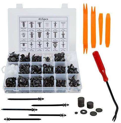 Clips de Retención de Coches 425 Piezas Remaches Universales de Plástico 18 Tamaños Surtido de Clips para Parachoques de Automoción con La Herramienta de Eliminación