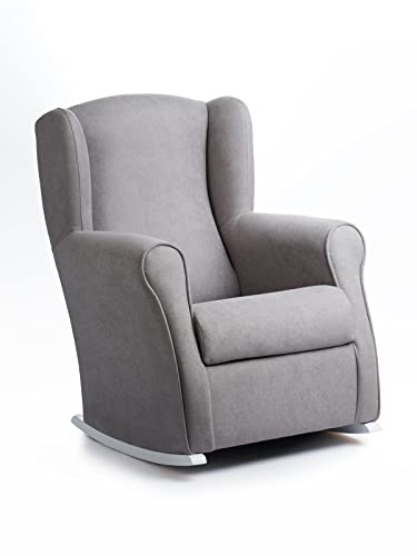Gasten a gusto SILLONEA- Butaca Lactancia Rodero o Mecedora- Tela Antimanchas (Acualine). Medidas: 100 * 74 * 78 cm. Ideal para amantar y balancear al Bebe para dormirlo.… (Gris)