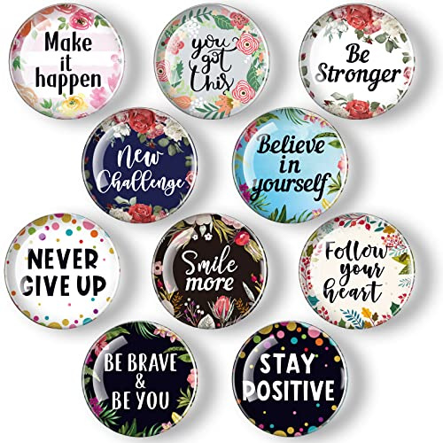 Weewooday 10 Pcs Inspirational Magnets for Refrigerator Fridge Decor Accessories Motivational Fun Quote Glass Floral Cute Magnet for Kitchen Office Cabinet Locker Whiteboard Gifts (Charming Pattern)