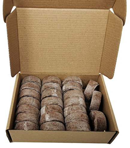 GREEN24 Kokos-Quelltabletten Ø45mm Made by Jiffy® Quell-Töpfe Aussaaterde Anzuchterde Kokostablette mit Anleitung (Ø45mm, 24 Stück)