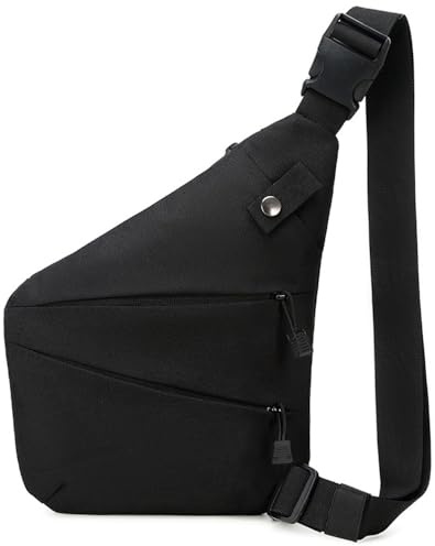 MUCHER Axelväska Molle stöldsäker axelväska militär crossbody-väska taktisk bröstficka bröstväska liten för män resor utomhus vandring jakt camping, Höger axel-svart, klein bis mittel