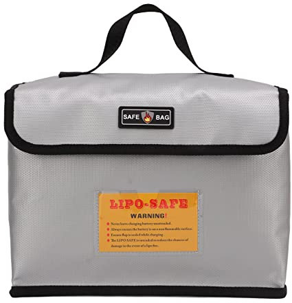 Lybunair Fireproof Lithium Battery Safety Pouch Bag, Explosion Proof Storage Bag with Secure fastener Closure for Lithium Battery