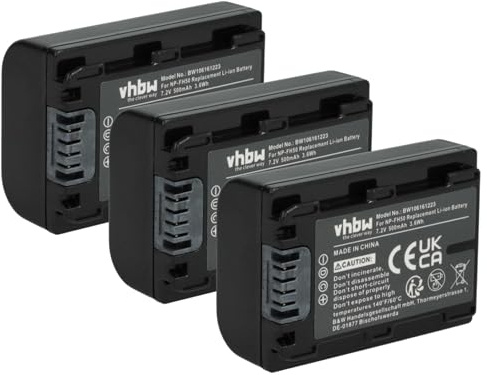 vhbw 3x batteria sostituisce Sony NP-FH50, NP-FH100, NP-FH40 per videocamera camcorder (500mAh, 7,2V, Li-Ion) con infochip