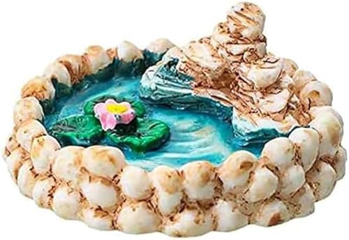 Zenarao Accesorios de jardín de hadas en miniatura de flor de loto, figuras de adorno de jardín de estanque en miniatura, figuras de puente de pozo de agua, mini adornos de paisaje para jardín, kit de