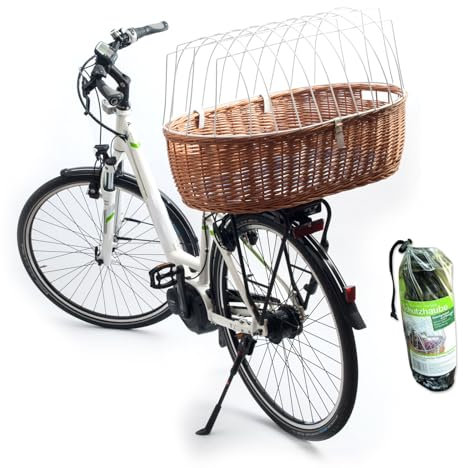 Aumüller Fahrrad-Tierkorb mit Halter, L: 68 cm + Schutzhaube - Gepäckträgermontage