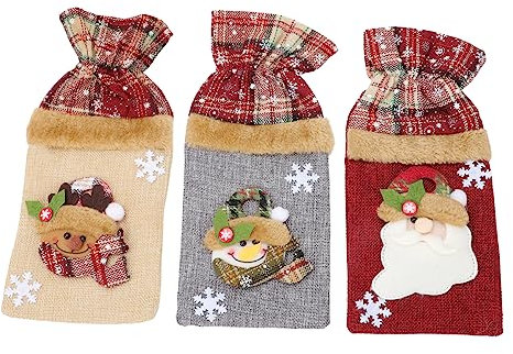 TOPBATHY 3 Ensembles Ensemble De Bouteilles De Vin De Noël Capsules De Vin pour Bouteilles Manchon De Bouteille d'eau Robe De Bouteille De Vin De Noël Manchon De Vin Chiffon 3 Pièces * 3