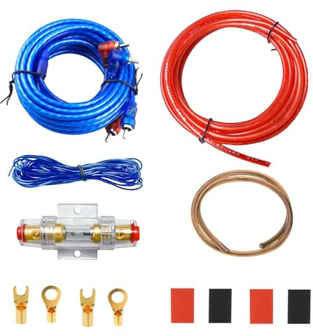 Ftrule Kit de connexion pour amplificateur de voiture, câble de caisson de basses 10GA, câble d'amplificateur, câble d'amplificateur de voiture, 4,5 m, pour amplificateur audio de voiture