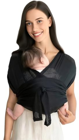 Tragetuch Baby Neugeboren,Tragetuch Baby,Federwiege Baby,Carrier For Newborns,Einfach Anzuziehen Für Mütter Und Väter,Verstellbare Babytrage Von 3,6 Kg Bis 15 Kg,Schwarz.