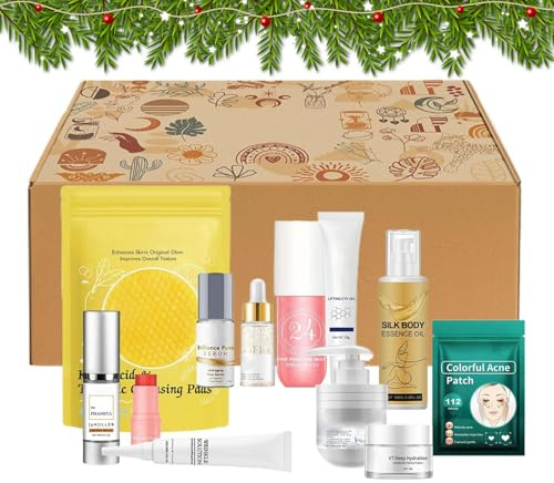 Set per la cura della pelle, kit per la pulizia del viso, rassodante e idratante, per donne, mogli, mamma, fidanzata, viaggi, casa, , calze di Natale