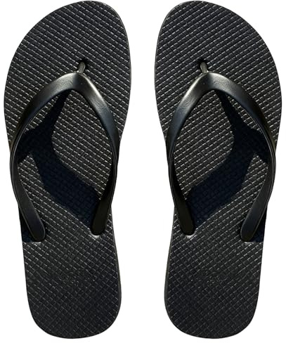 LXEASYGO Unisex Summer Flip Flops Beach Flatform Rubber Flip Flops Slip-Resistant Shower Swimming Pool Shoes (Black, Adult, Men, 4, Numeric Range, UK Footwear Size System, 5, Medium)