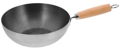 Abaodam Padella e Facile da Pulire Manico Ergonomico per Friggere in Acciaio Inossidabile Struttura a Nido D'ape per Cucina e Grill