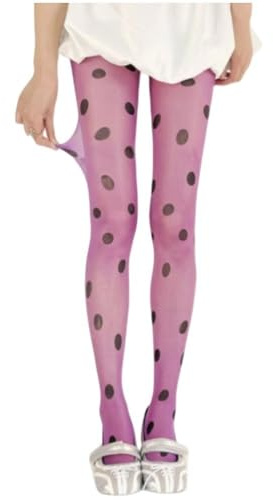 Lipfer Retro prickiga strumpbyxor, söta stora prickiga strumpbyxor för kvinnor, genomskinliga mönster, Kawaii Y2k-leggings för fester dagligen