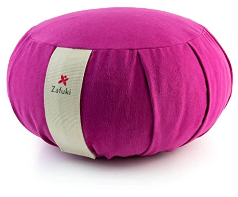 Zafu redondo DESENFUNDABLE - PÚRPURA, cojín para meditación y yoga- relleno cáscara espelta