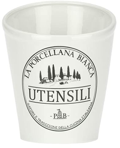 La Porcellana Bianca, Porta Utensili da Cucina in Porcellana Decorata, Linea Conserva, 14x15x18 cm