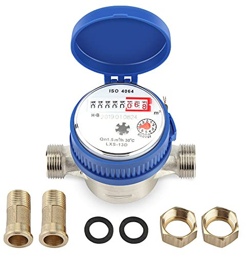 Wasserzähler, Kaltwasserzähler Für Auslaufventile, 1.5m3 / H 0-40 Mechanischer Wasserzähler, 15mm 1/2 Zoll Kupfer Wasserdurchflussmesser, Für Haus Und Garten