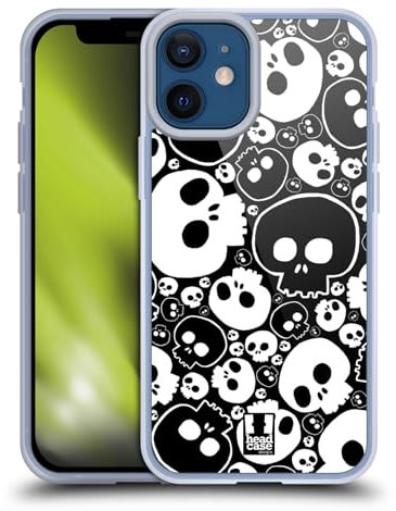 Head Case Designs White Jazzy Skulls Gel Case [Military Grade Protection] Compatible with Apple iPhone 12 Mini and Compatible with MagSafe
