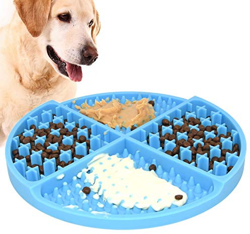 Bangp Silicone Dog & Cat Lick Mat and Slow Feeder,Extends Mealtime for Fast Eaters and Reduces Anxiety,Heavy-Duty Design,Dishwasher Safe,Perfect for Yogurt,Treats,Peanut Butter (Blue)