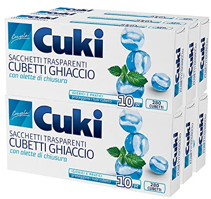Cuki Sacchetti Ghiaccio, 280 Cubetti, 6 Confezione da 10 Pezzi, Plastica
