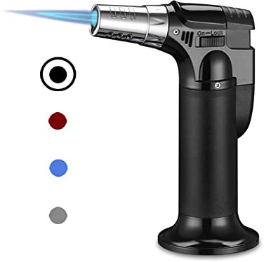 Butane Torch, ibforcty Refillable Culinary Cooking Torch Kitchen Blow Torch Lighter with Safety Lock Adjustable and Lock Flame (Butane Gas not Included) (Black)