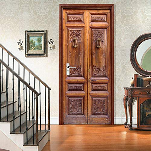 3D Türtapete Selbstklebend Türaufkleber - Holztür - Türfolie Poster PREMIUM PVC Wasserfest Wandtattoo Für Schlafzimmer Wohnzimmer Tür Dekoration Tapete 86 x 200 cm