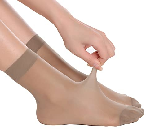 LiiYoang Medias de Nylon 12 Pares de Medias de Nylon Mujer 20 DEN Calcetines Finos Ligeramente Brillantes Calcetines Finos