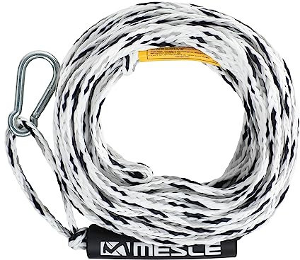 Mesle Schlepp-Leine 2P 50' für Wassersport Tubes und Schleppreifen, mit Schwimmer und Karabiner, Zug-Seil für 2 Personen Towable, Länge 15,2 m