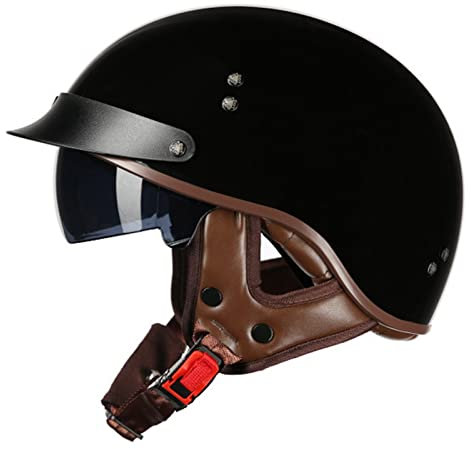 Ever TA Retro Halbschale Jet Helm, Motorradhelm Für Herren Und Damen, Motorrad Halbhelme DOT/ECE-Zertifizierung, Chopper Moped Halbschalenhelm, Motorradhelm Für Bike Cruiser Scooter Offenem Helm