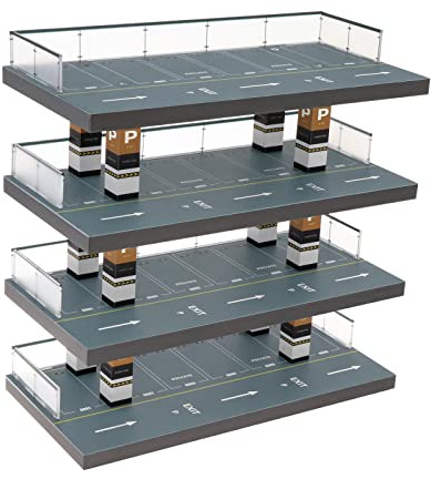 MagiDeal 1/64 4 Tiers Diecast Car Display Case, 1/64 Scenery Diorama Parking Lot for Alloy Car Model Collectors Sports Car
