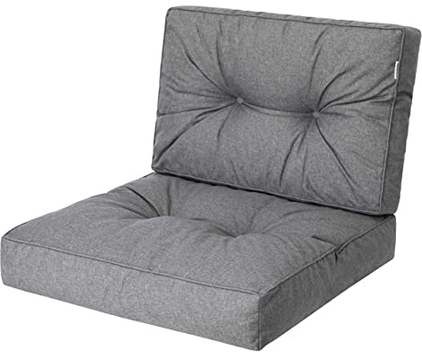 HOBBYGARDEN, Cojín de ratán KAJA, cojín para palés, para exterior/interior, muebles de jardín, columpio de hollywood, cojín de asiento, cojín de asiento, grafito, tamaño 2: 59 x 59 cm