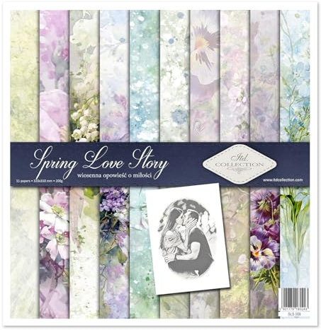 ITD Collection – Scrapbooking pack 30 x 30 cm, scrapbooking papper, dekorativt papper, decoupage, korttillverkning, pappersstorlek – 310 x 320 mm (Spring Love Story, SLS059)