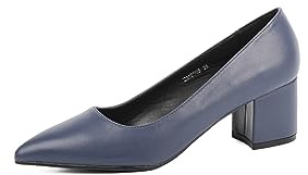 QUEEN HELENA Scarpe Basse Chiuse con Tacco Décolleté Donna ZM9503 (Blu Pu, Numeric_38)