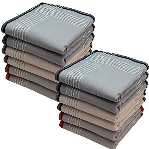 bilberry Stofftaschentücher 12 Stück ca.40x40cm reine Baumwolle Herrentaschentücher (Lionel)