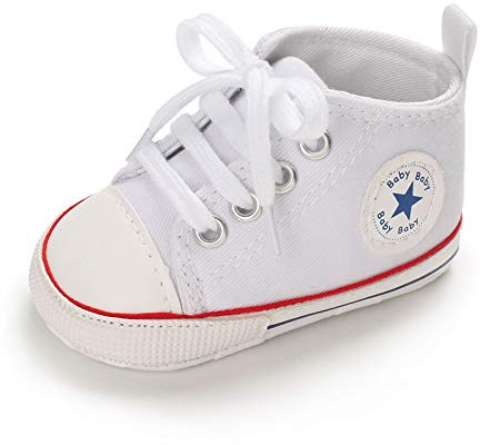 Sehfupoye Bébé Filles garçons Baskets Chaussures pour Tout-Petits Toile première Chaussures de Marche Nouveau-né Anti-dérapant Prewalker Baskets pour 0-18 Mois