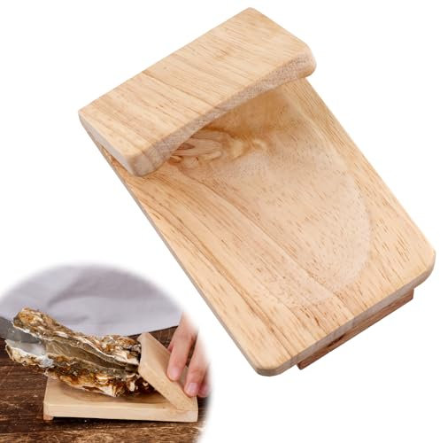Oyster Shucking Clamp, Oyster Shucker Handguard Practical Oyster Opener Wooden Oyster Holder Oyster Shucking Clip Seafood Tool Kitchen Accessory for Home Use Party Picnic Camping