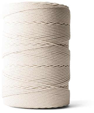 LEDENT Corda per macramè (3mm, 500M, naturale) - Corda doppia ritorta in cotone riciclato al 100% per progetti di artigianato creativo.
