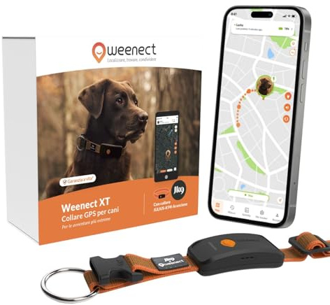 Weenect Hund XT - NEUES GPS-Halsband für Hunde | XL-Antenne | Wasserdicht | Hyperresistentes integriertes Julius-K9 Halsband Orange Abonnement erforderlich