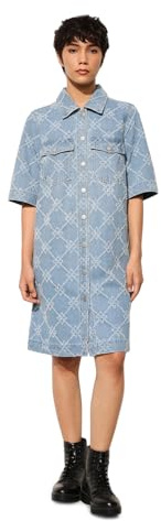 ONLY Onlbelle S/S Button Print Dress Dnm Gua Vestido Vaquero con Cuello Camisa Y Cierre De Botones, Mezclilla De Color Azul Claro, S Mujeres