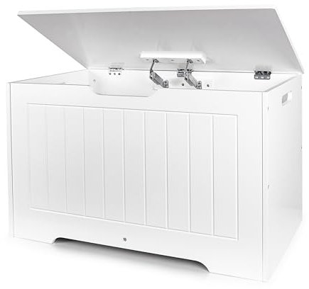 leomark Contenitore porta giochi per bambini - DECORIA, Mobili per camera dei bambini oppure scuola materna, Cassapanca Bianco, Dimensioni: 76 x 40 x 48 cm (altezza).