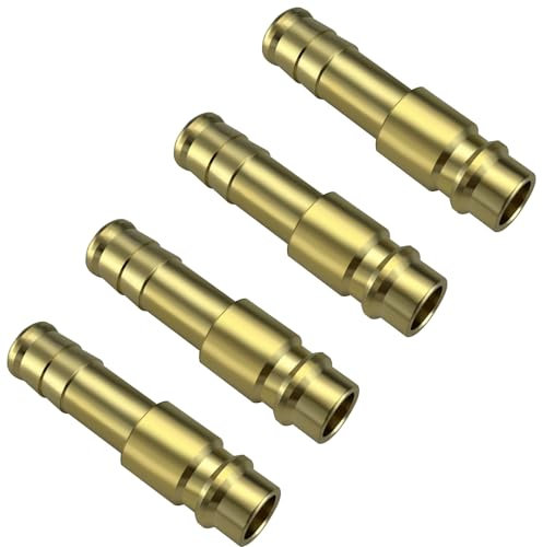 Jingzan Lot de 4 raccords d'air de compression en laiton - Raccord de tuyau de 10 mm vers connecteur mâle à dégagement rapide pour outils pneumatiques - Raccord d'air robuste pour systèmes