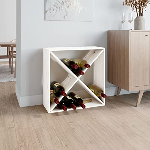 Tidyard Vitt vinskåp 62 x 25 x 62 cm massivt furuträ, vinställ för vinställ, flaskhylla för kök, bar, vardagsrum, bistro, vinkällare