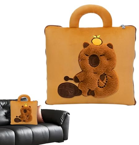 Eojpdji Manta Almohada De Viaje | Manta De Avion Capibara 2 En 1 Y Cojin De Viaje | Soporte Compacto para Cabeza y Colchoneta para Dormir Niños Adultos Bebés - Siesta Camping Coche Guardería