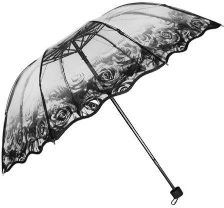 AKOOSY Umbrella Windproof Strong Folding Umbrella with Manual Operation, Made of Iron Steel Plastic, Elegant and Stylish Design for Travel and Wedding Use