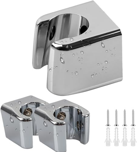 TIANCEWAN 2 Piezas Soporte Ducha Pared, ángulo Ajustable, uso Universal, Apto para Duchas de Mano, Revestimiento ABS Cromado Resistente a la Humedad y al Calor.