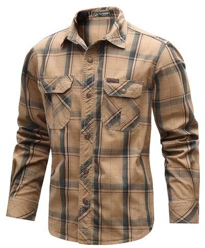 CoXuantion Chemise a Carreaux Homme Manches Longues Décontracté Bouton Chemise Col Rever Slim Fit Shirt et Poche Poitrine pour Usage Quotidien