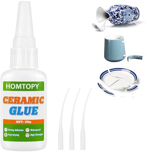 NUTKIT Keramiskt lim extra stark vattentät 30 g, snabb sekundlim för keramik & porslin, anti-uttorkning transparent porslinslim reparationslim för porslin, lera, sten, servis
