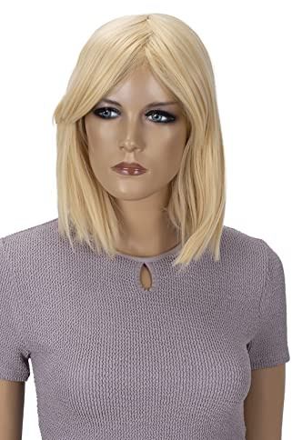 CAISHA Perücke Bob Kurzhaar Cosplay Theater Show Hitzebeständig Synthetik Glatt Hellblond Gelblich SH032m