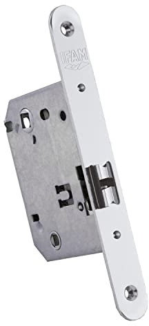 IFAM Picaporte para Puertas W170 RHN, Frente Redondo, Acabados en Níquel, Entrada 70 mm, Cerradura Puerta Interior y Exterior, Seguridad, Antiganzúa, Cerrojo, Sistema Antirrobo, Pomo, Manivela, Cierre