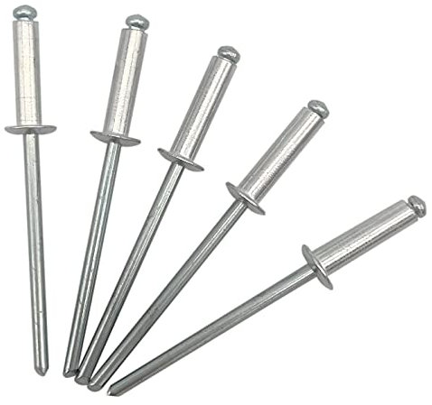 Lot de 100 rivets aveugles 3,2 x 12 mm à tête bombée type ouvert DIN 7337 en aluminium et mandrin en acier rivets pop (100, 3,2 x 12 mm)