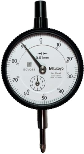 Mitutoyo 2046A, Dial Indicator, 0.01 Grad Resolution with Smooth Plunger Action, Accurate Measurement Feedback, Durable Construction, & Repeatable Performance for Professional Inspection Applications