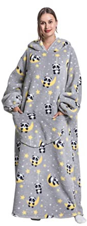 Pterygoid Extra Long Oversized Blanket Hoodie,Wearable Hooded Blanket Adult for Women and Men,Hoodie Blanket with Pocket,Fluffy Throw Sweatshirt